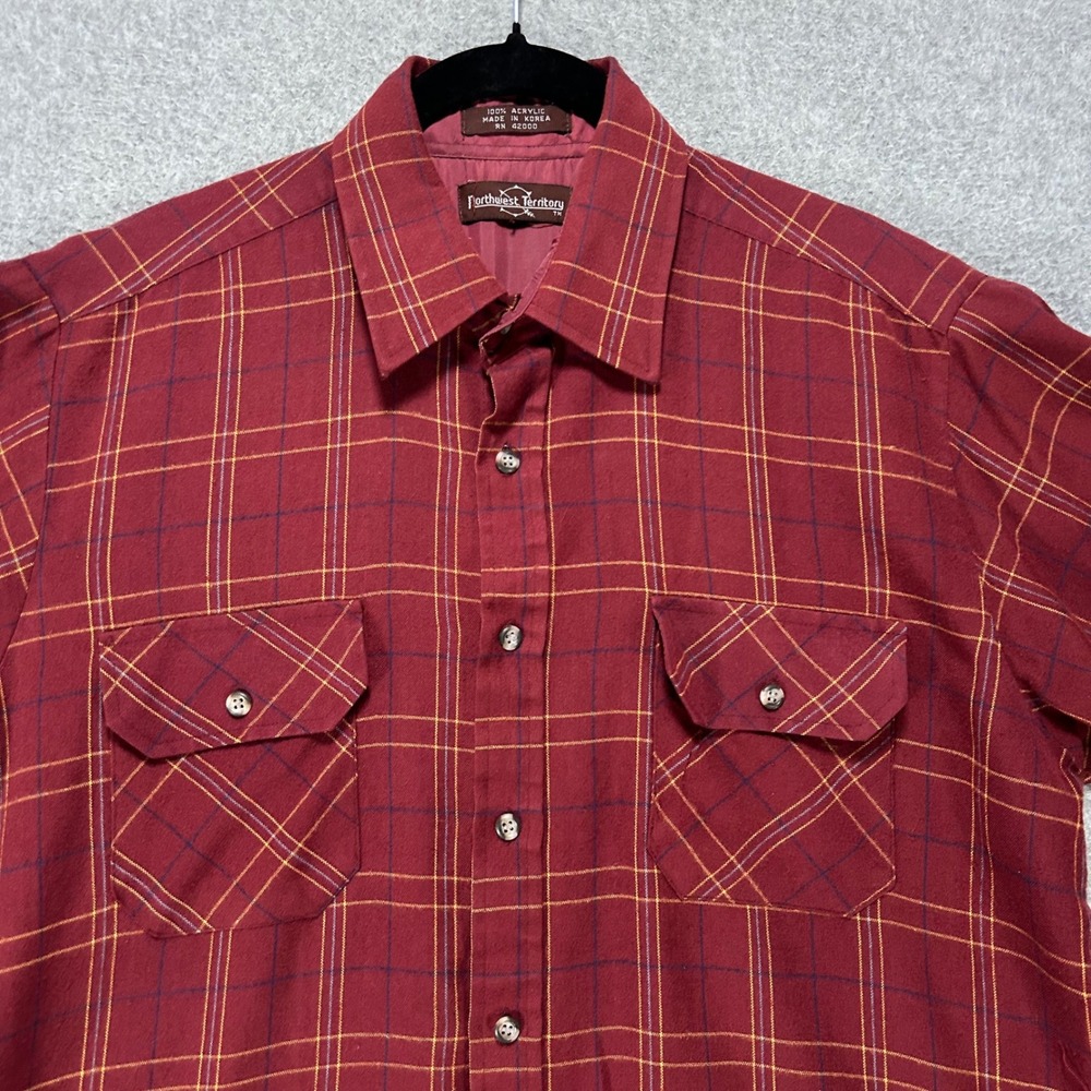 Northwest Territory Button Down Shirt Mens 44 Red Plaid Outdoor Cabin Vintage